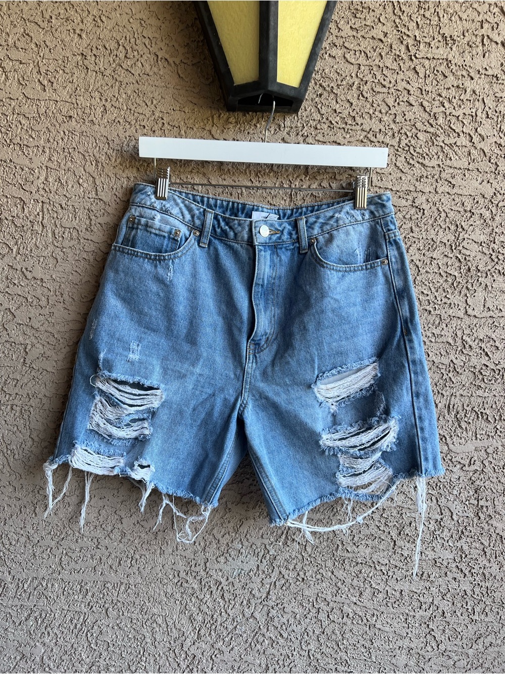 Forever 21 Light Blue Distressed Denim Cutoff Shorts